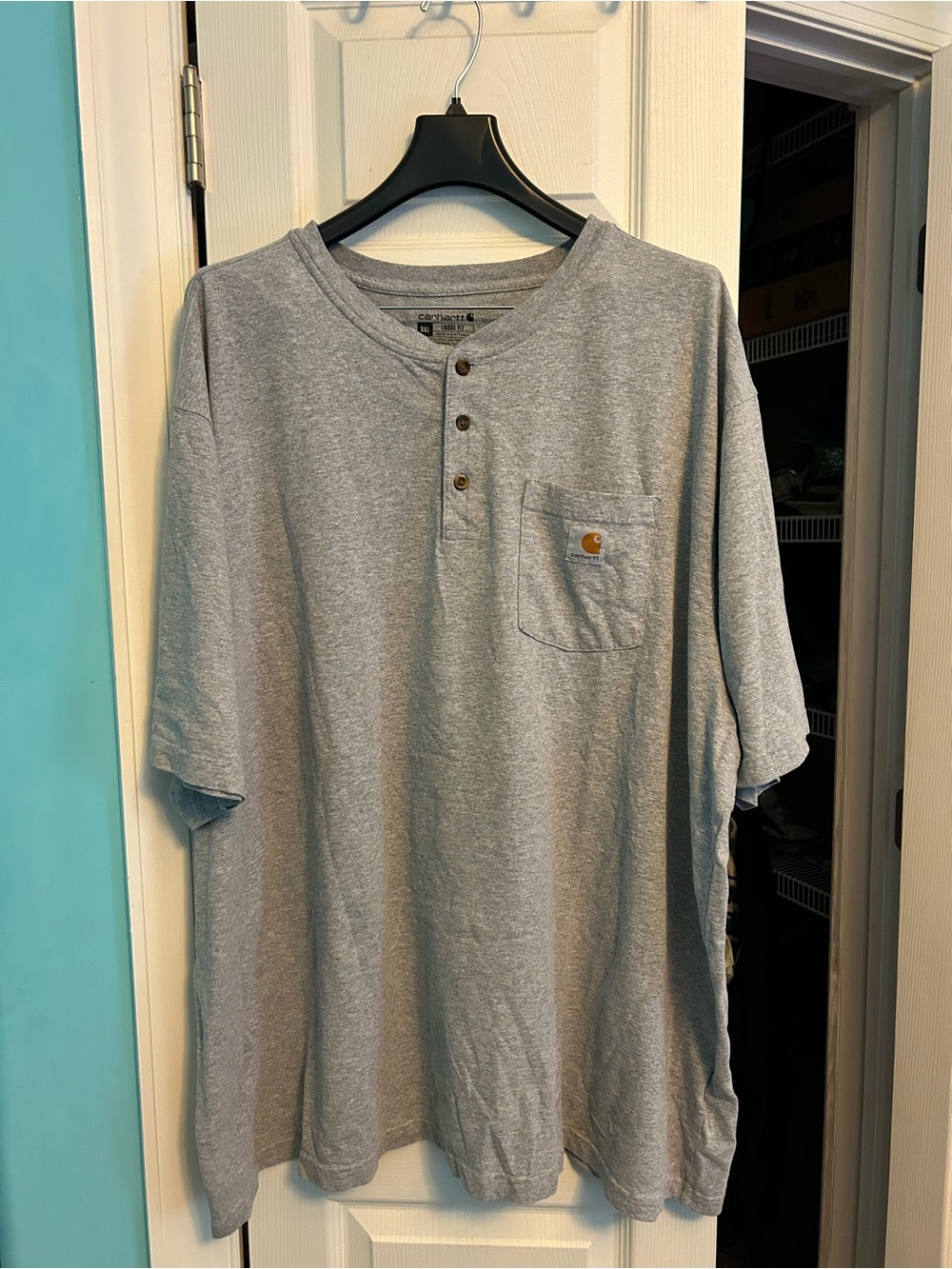 Carhartt Gray Short-Sleeve Henley with Chest Pocket
